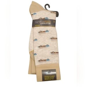 Gold Toe Men's Beige Trouser Socks with Designs, Mens Sock Size 10-13